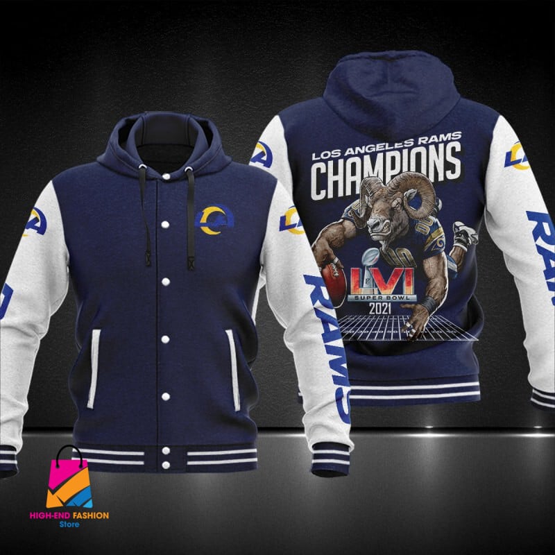 Los Angeles Rams NFL Style Hooded Baseball Jacket For Fan