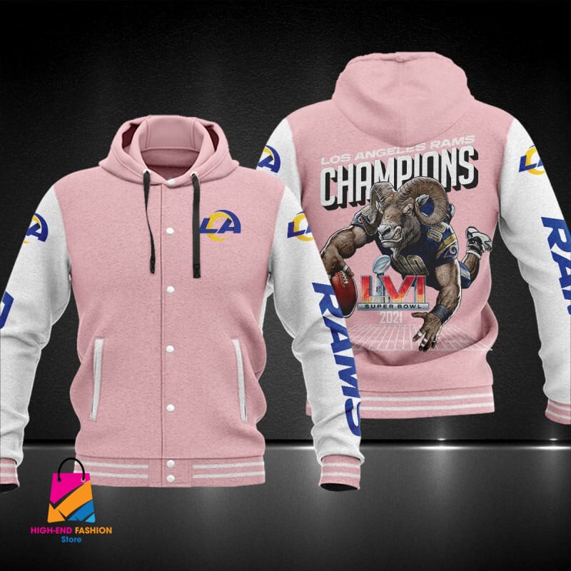 Los Angeles Rams NFL Style Hooded Baseball Jacket For Fan