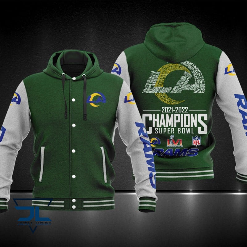 Los Angeles Rams NFL Style Hooded Baseball Jacket For Fan