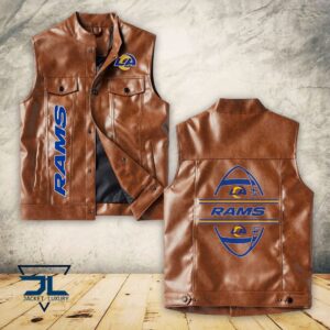 Los Angeles Rams NFL Style NFL Style Sleeveless Leather Jacket For Fans