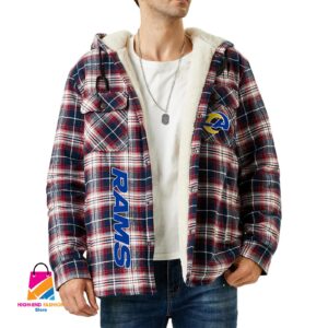 Los Angeles Rams NFL Style Zip Fleece Flannel Jacket For Fans