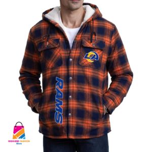 Los Angeles Rams NFL Style Zip Fleece Flannel Jacket For Fans