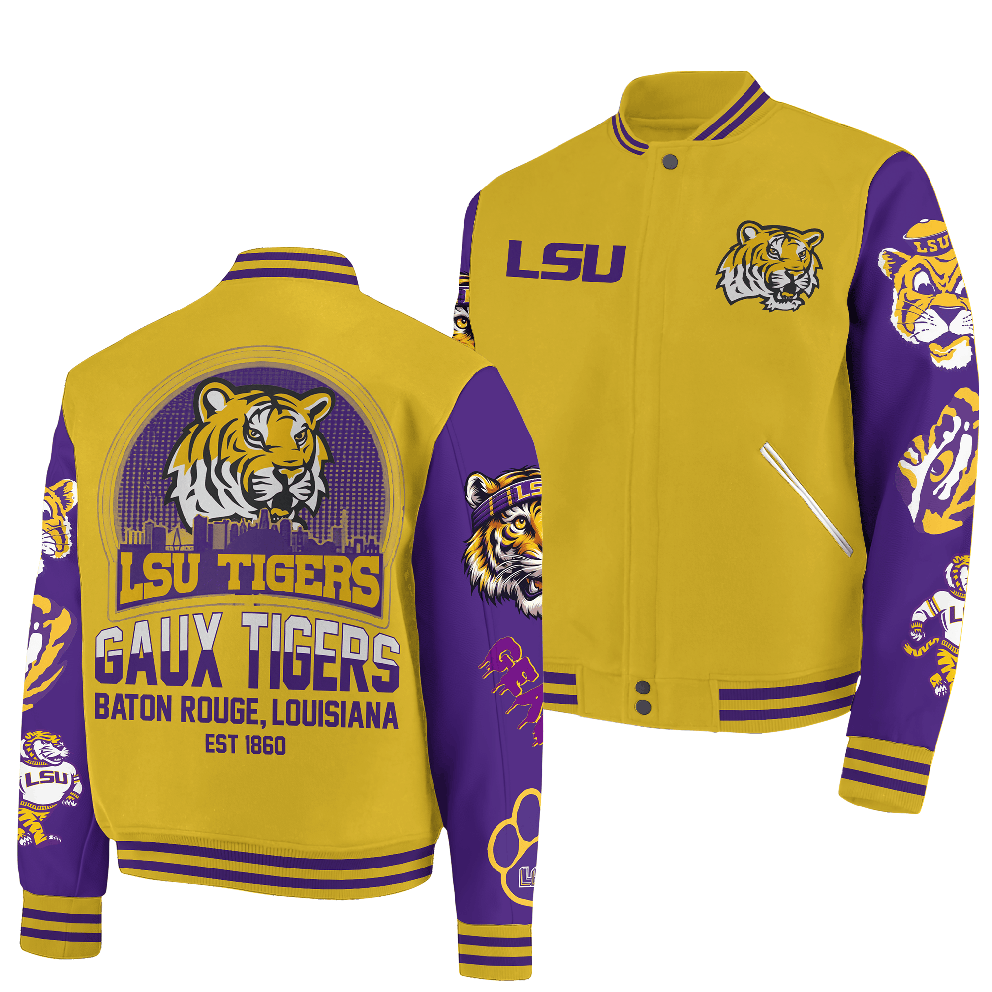 LSU Tigers NCAA Style Baseball Jacket For Fans