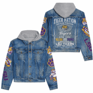 LSU Tigers NCAA Style Hooded Denim Jacket For Fans