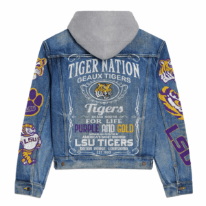 LSU Tigers NCAA Style Hooded Denim Jacket For Fans