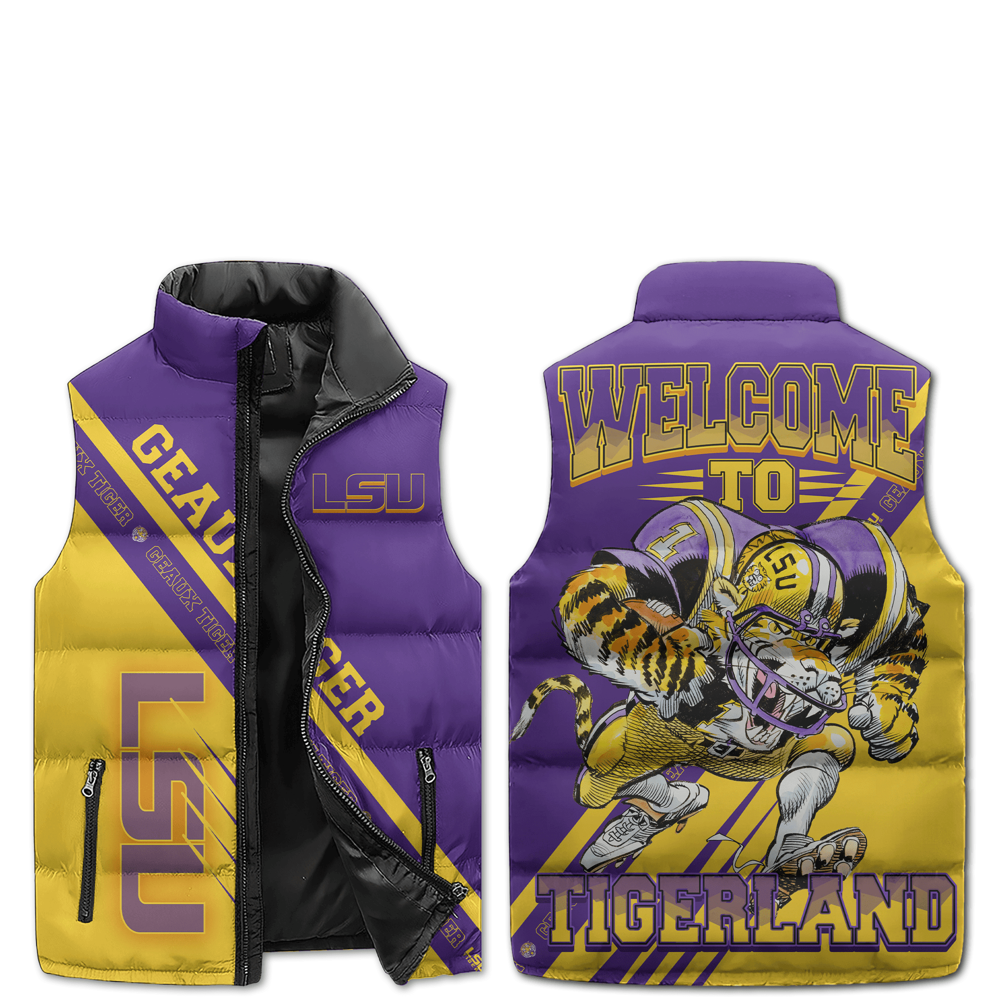 LSU Tigers NCAA Style Sleeveless Puffer Jacket For Fans