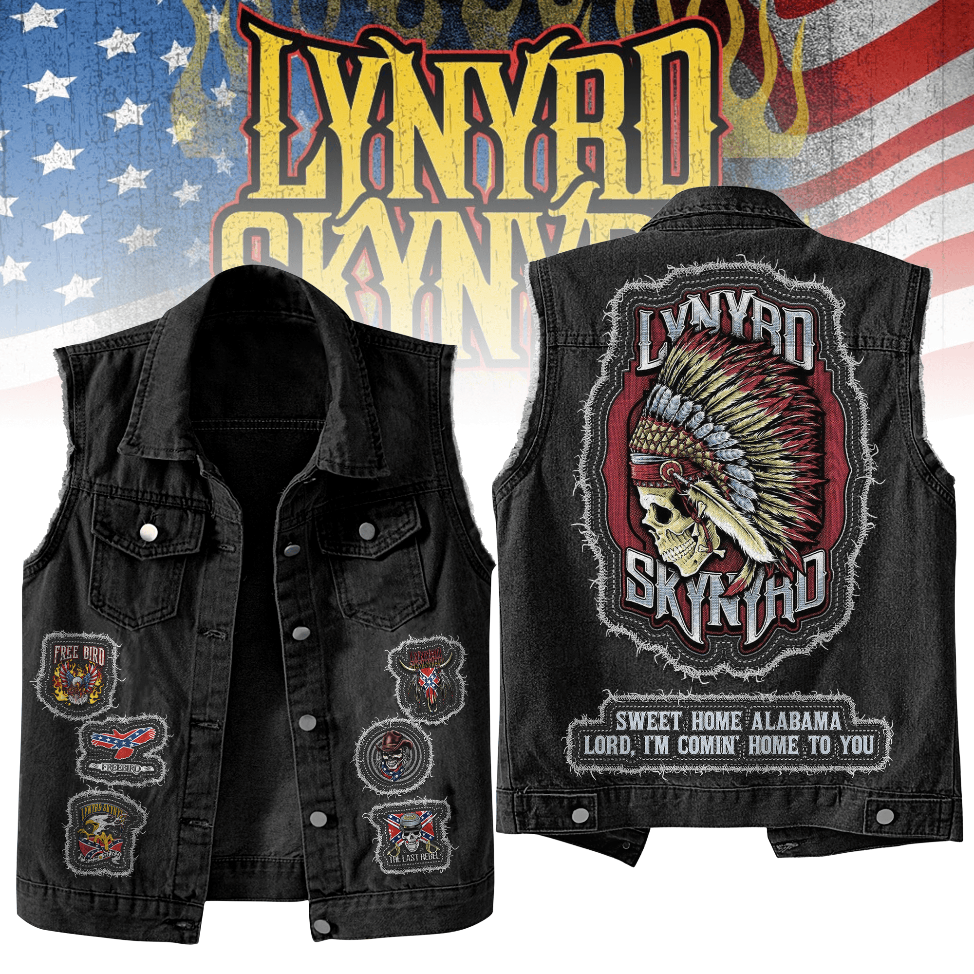 Lynyrd Skynyrd Music Style Sleeveless Jacket For Fans