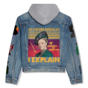 Maggie Smith Actress Style Hooded Denim Jacket For Fans