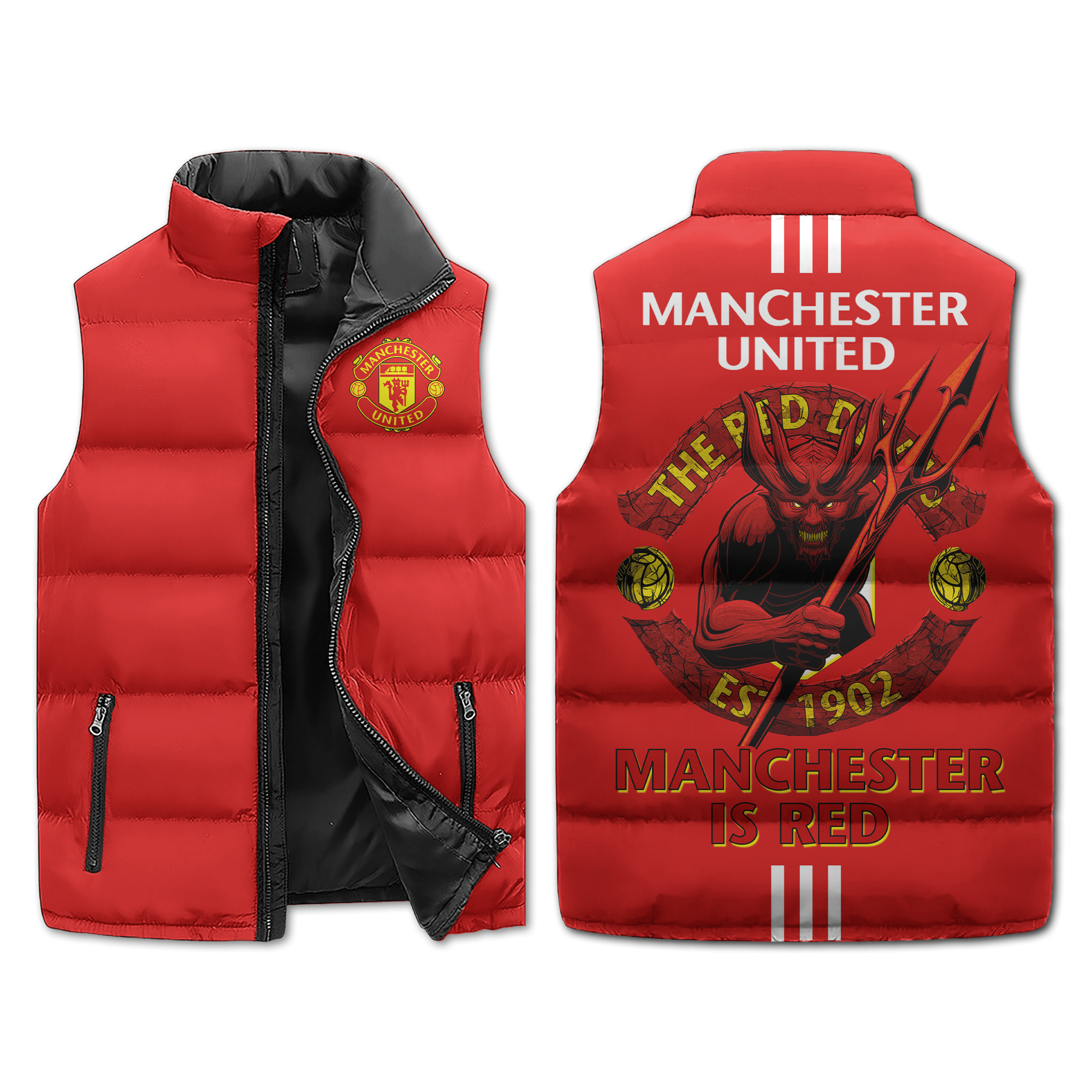 Manchester United EPL Style Sleeveless Puffer Jacket For Fans