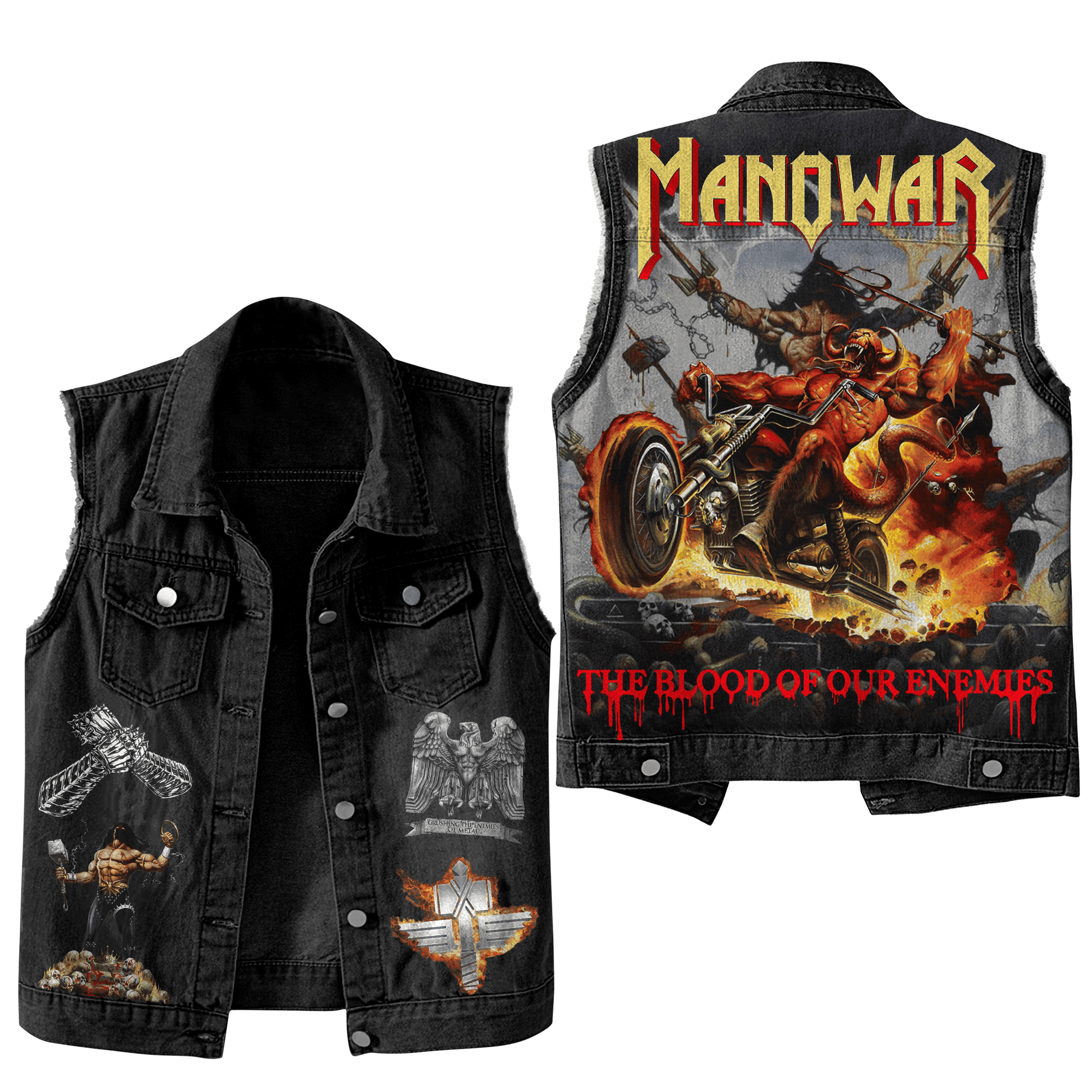 Manowar Music Style Sleeveless Jacket For Fans