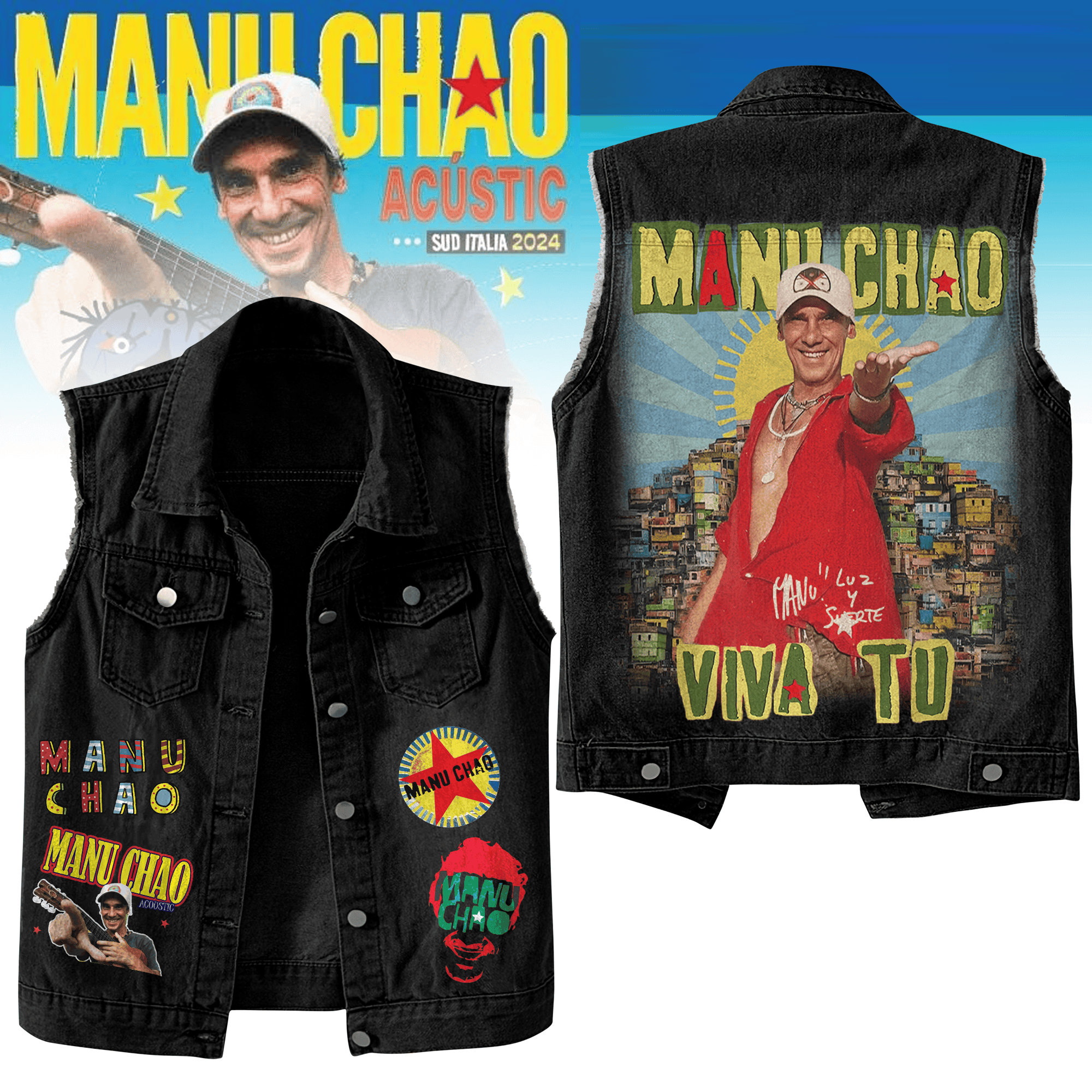 Manu Chao Music Style Sleeveless Jacket For Fans