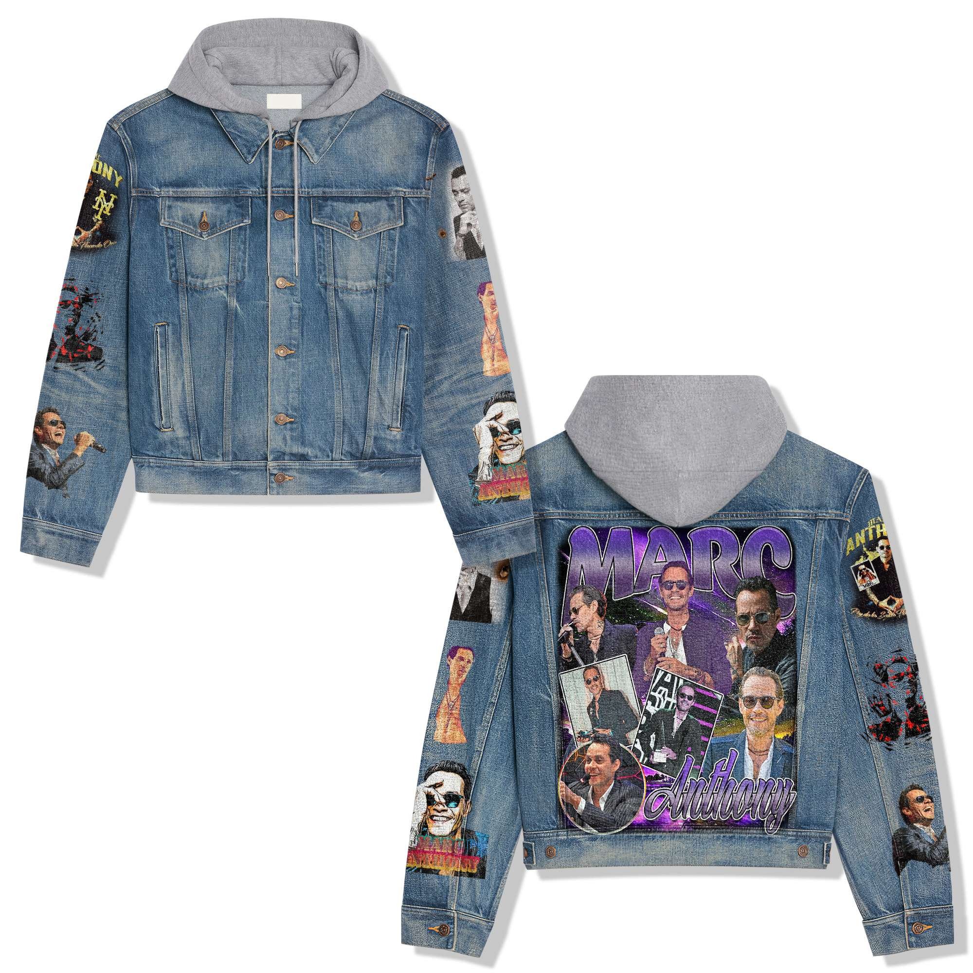 Marc Anthony Music Style Hooded Denim Jacket For Fans