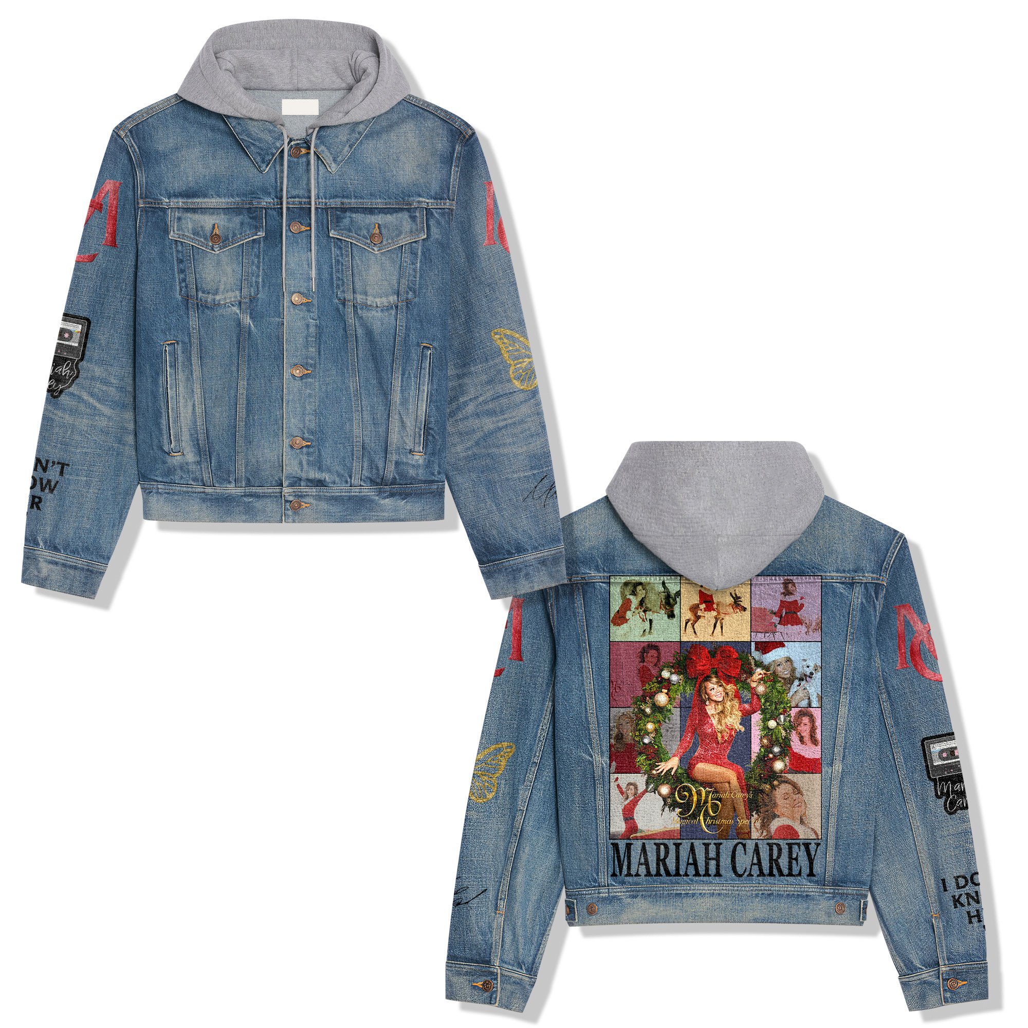 Mariah Carey Music Style Hooded Denim Jacket For Fans