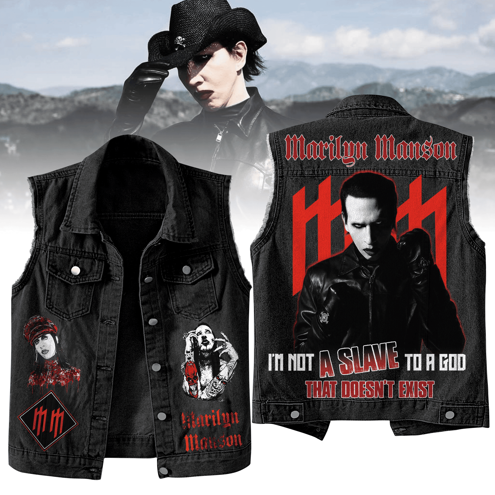 Marilyn Manson Music Style Sleeveless Jacket For Fans