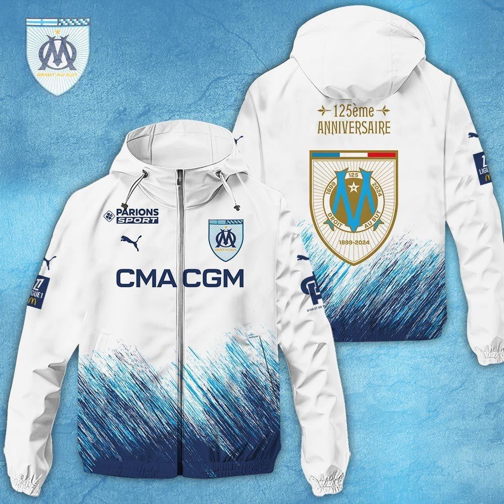 Marseille Ligue 1 Style Windbreaker Jacket For Fans