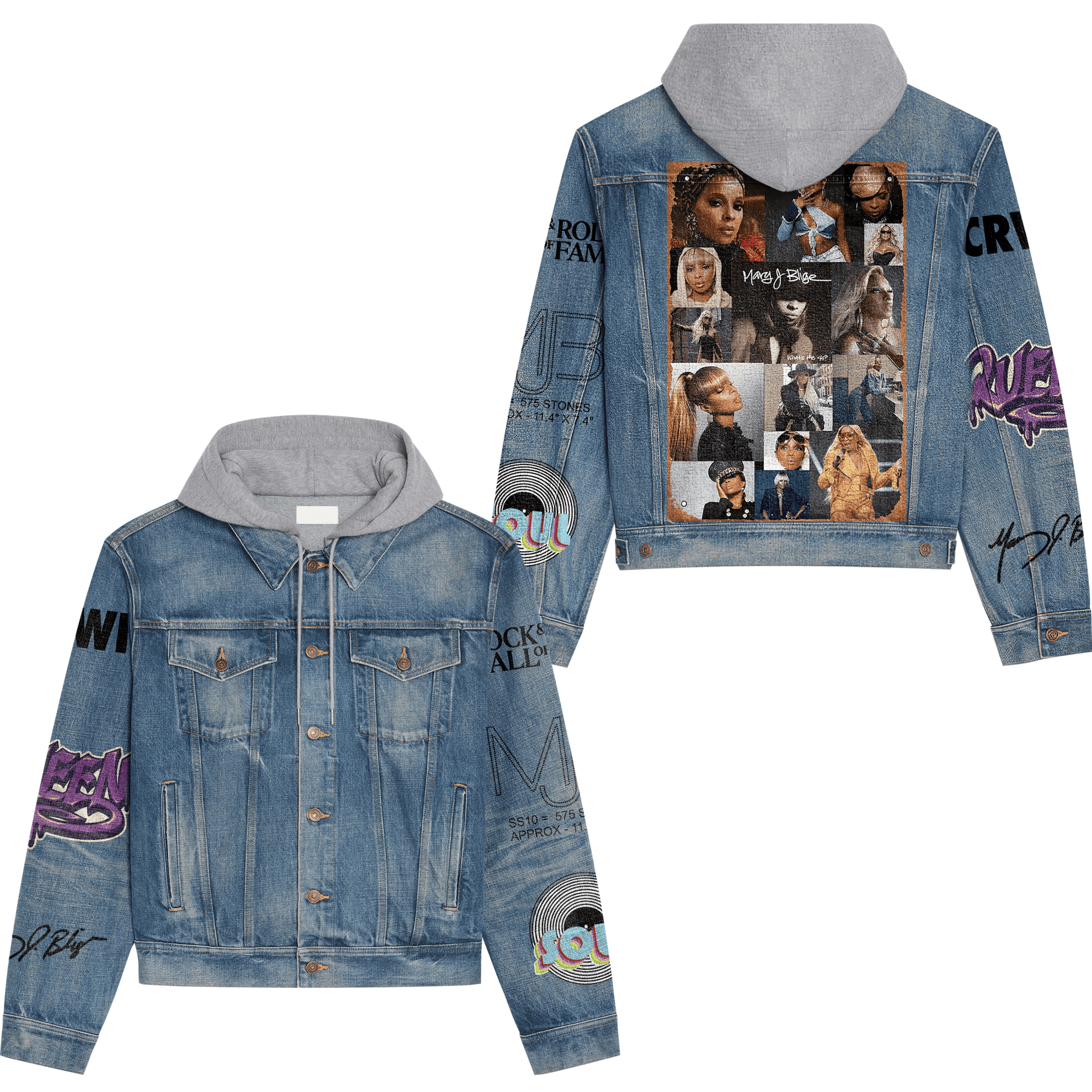Mary J. Blige Music Style Hooded Denim Jacket For Fans