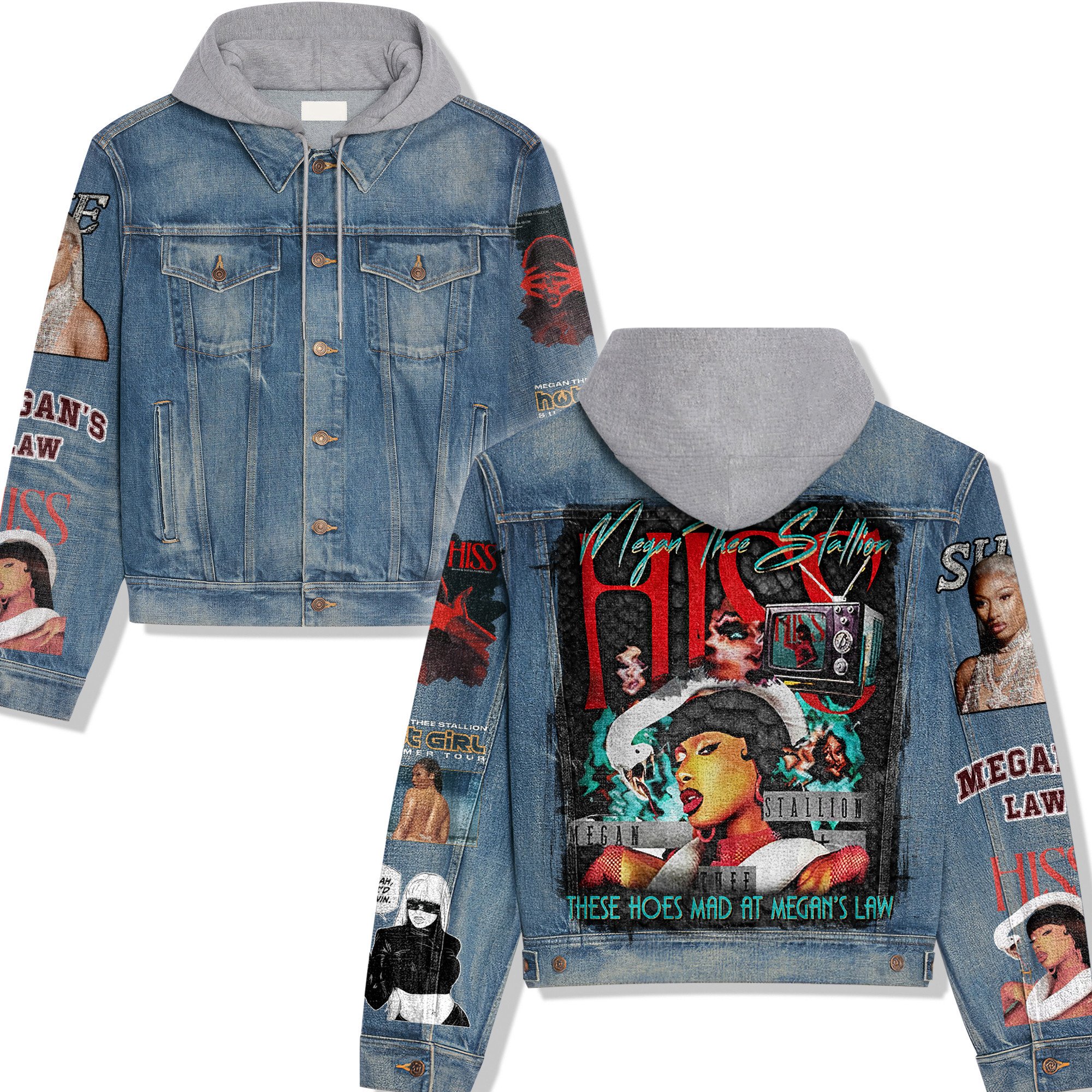 Megan Thee Stallion Music Style Hooded Denim Jacket For Fans