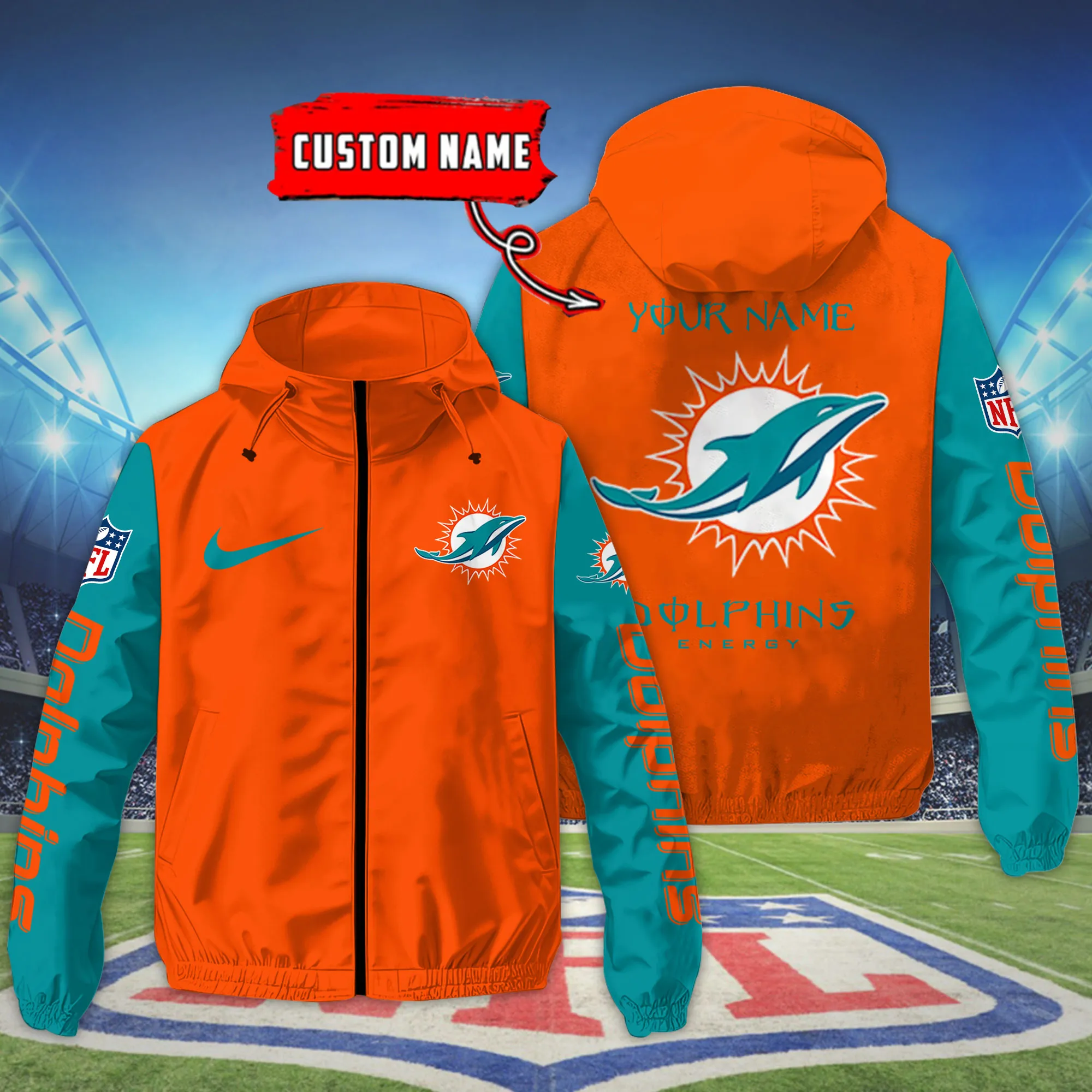 Miami Dolphins NFL Personalized Style Windbreaker Jacket For Fans