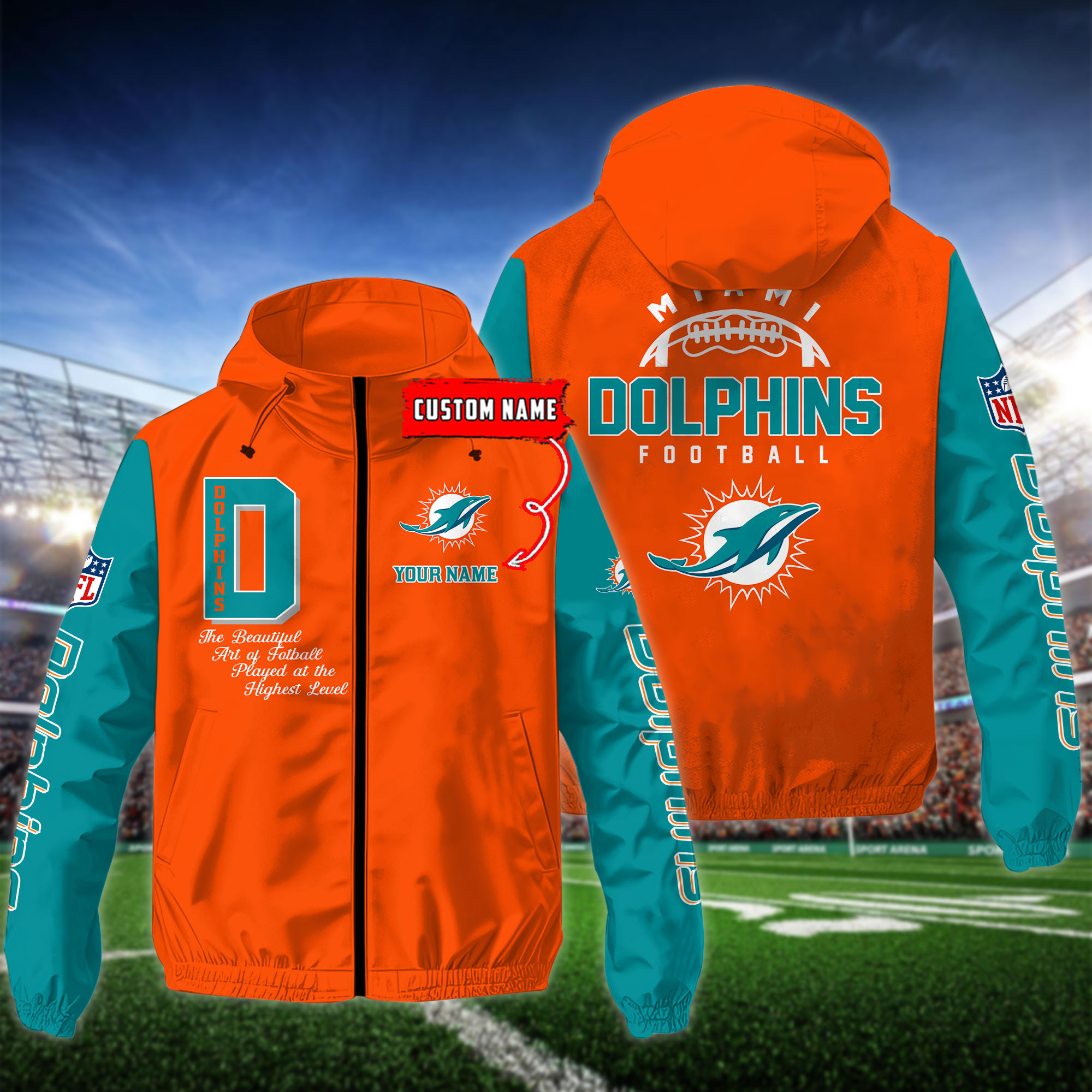 Miami Dolphins NFL Personalized Style Windbreaker Jacket For Fans