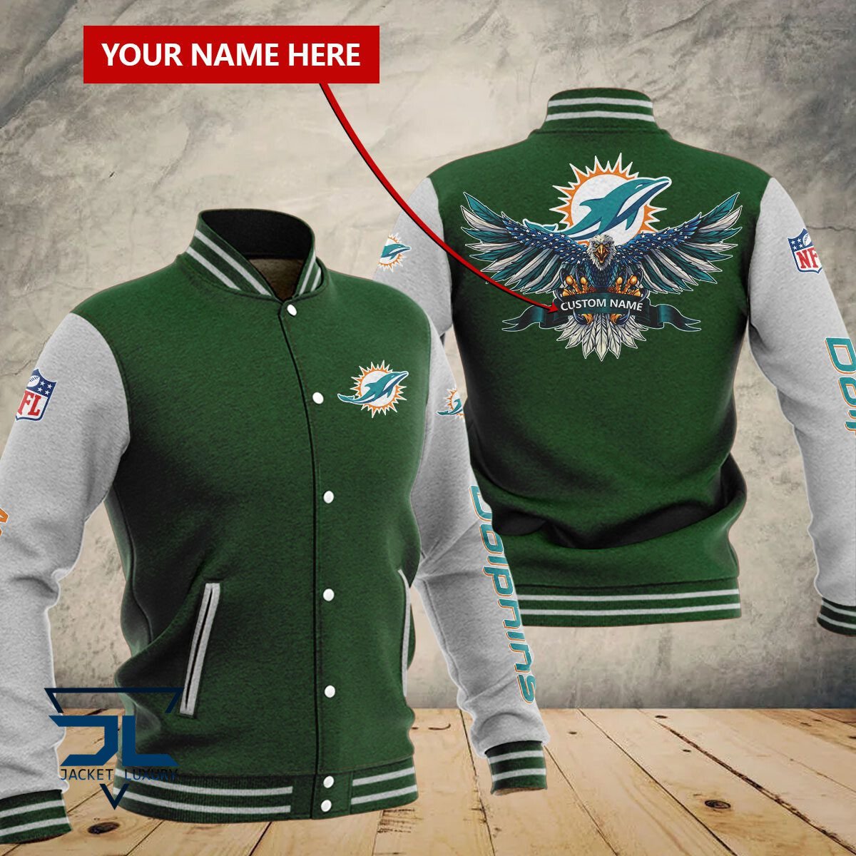 Miami Dolphins NFL Style Baseball Jacket For Fan