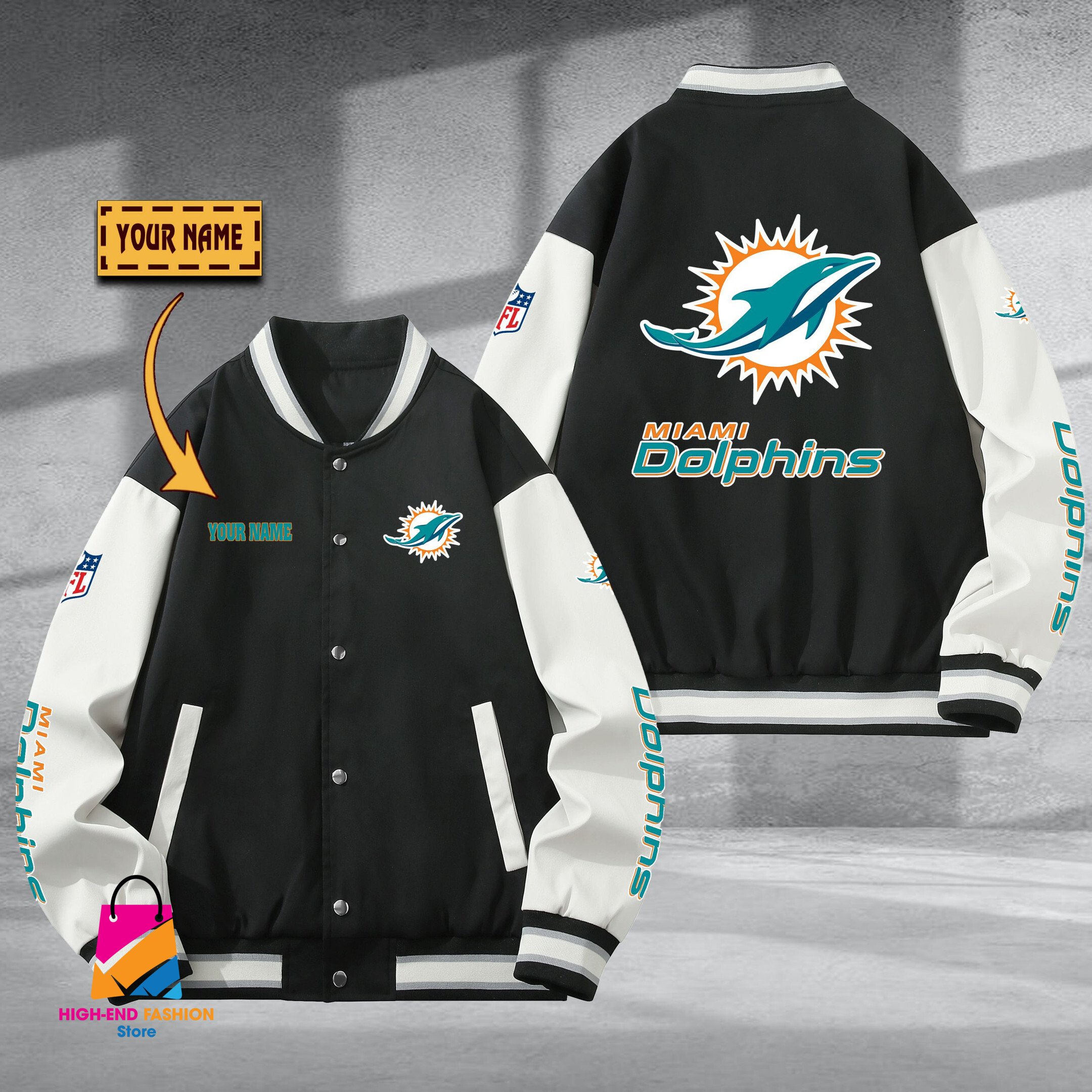 Miami Dolphins NFL Style Baseball Jacket For Fans