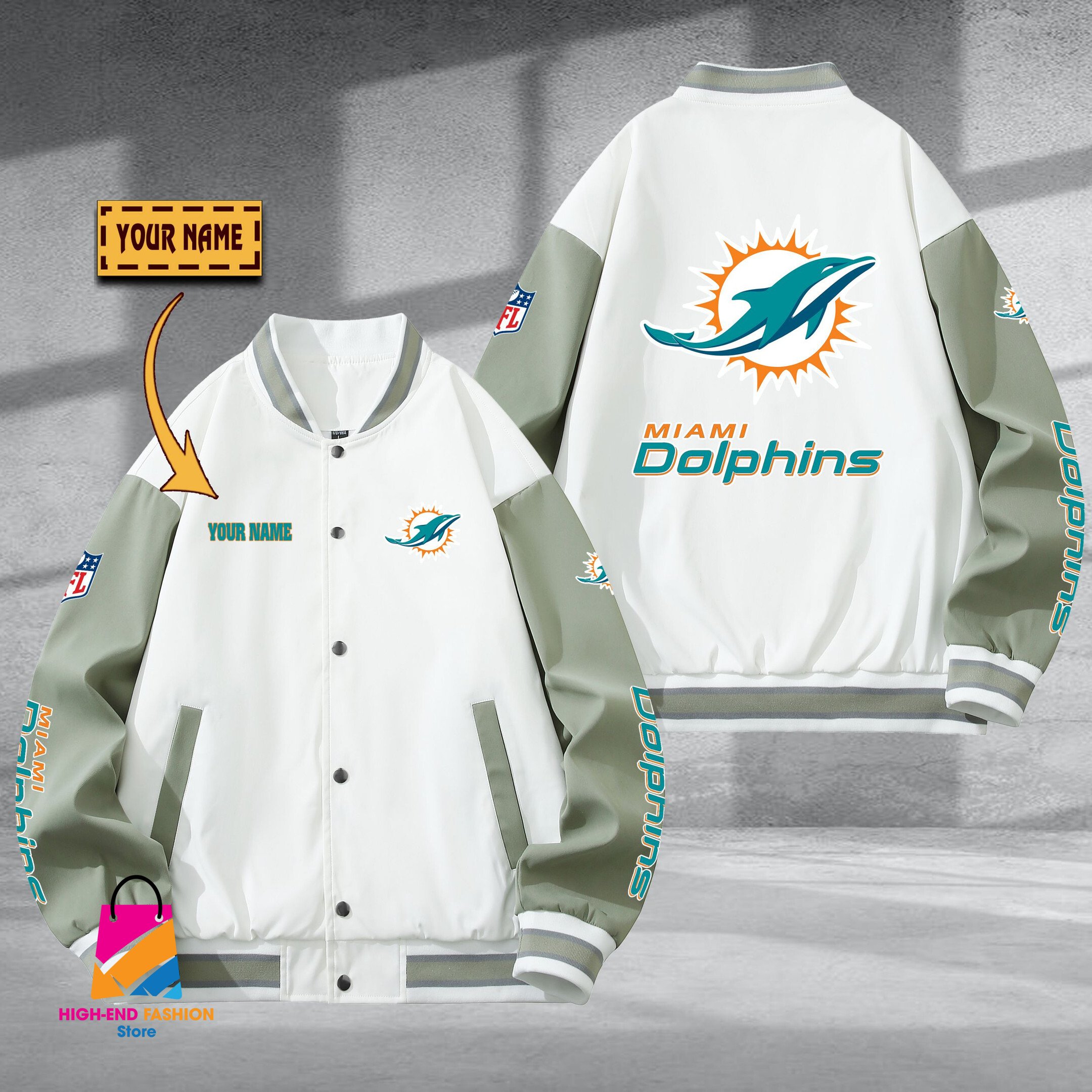 Miami Dolphins NFL Style Baseball Jacket For Fans