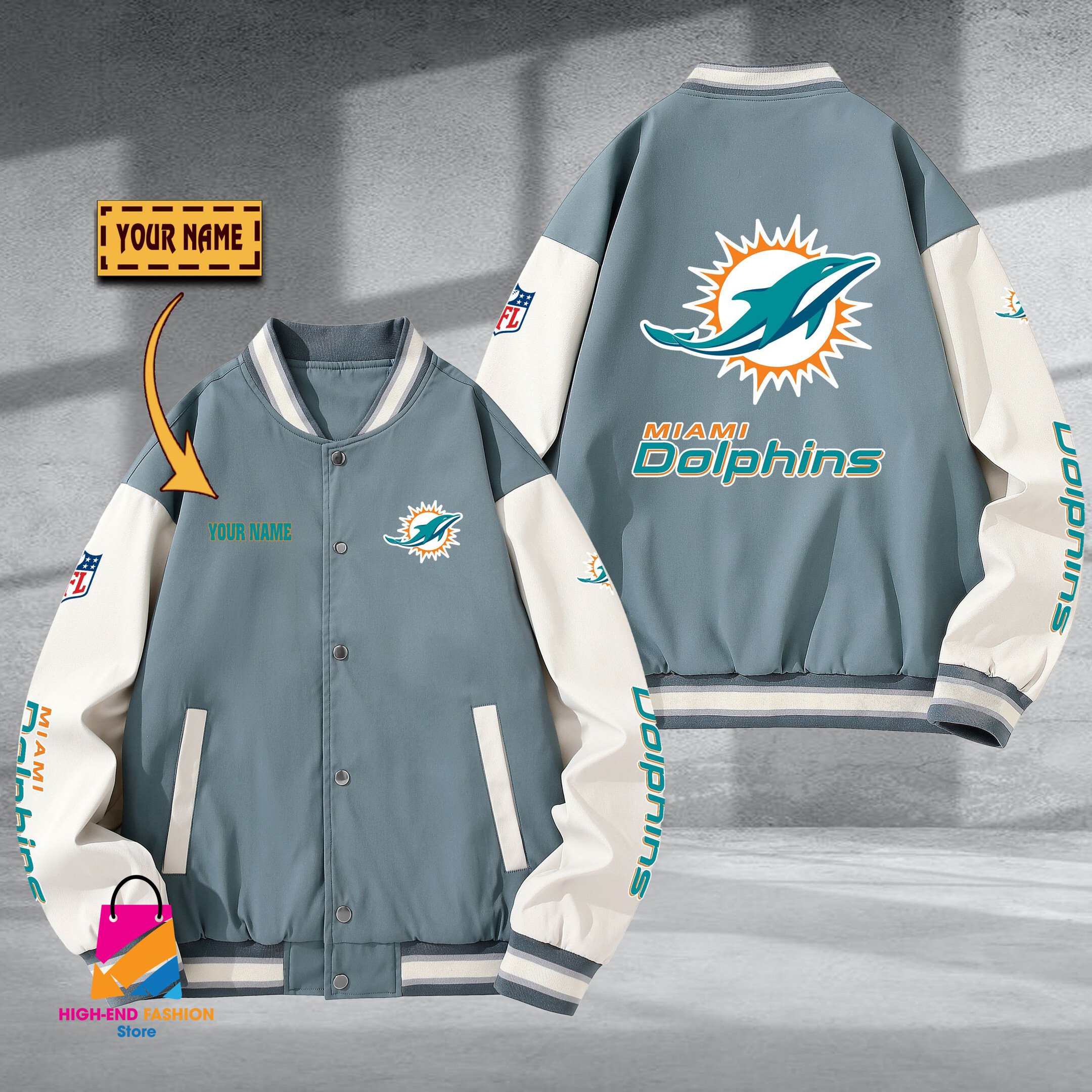 Miami Dolphins NFL Style Baseball Jacket For Fans