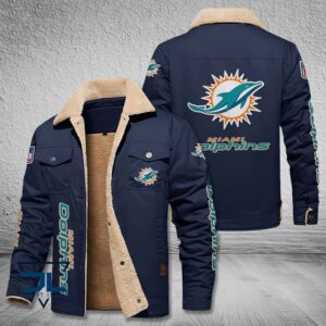 Miami Dolphins NFL Style Fleece Thermal Cotton Jacket For Fans