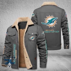 Miami Dolphins NFL Style Fleece Thermal Cotton Jacket For Fans