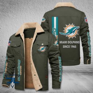 Miami Dolphins NFL Style Fleece Thermal Cotton Jacket For Fans