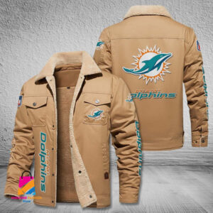 Miami Dolphins NFL Style Fleece Thermal Cotton Jacket For Fans