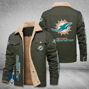 Miami Dolphins NFL Style Fleece Thermal Cotton Jacket For Fans