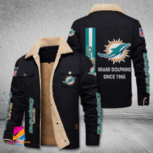 Miami Dolphins NFL Style Fleece Thermal Cotton Jacket For Fans