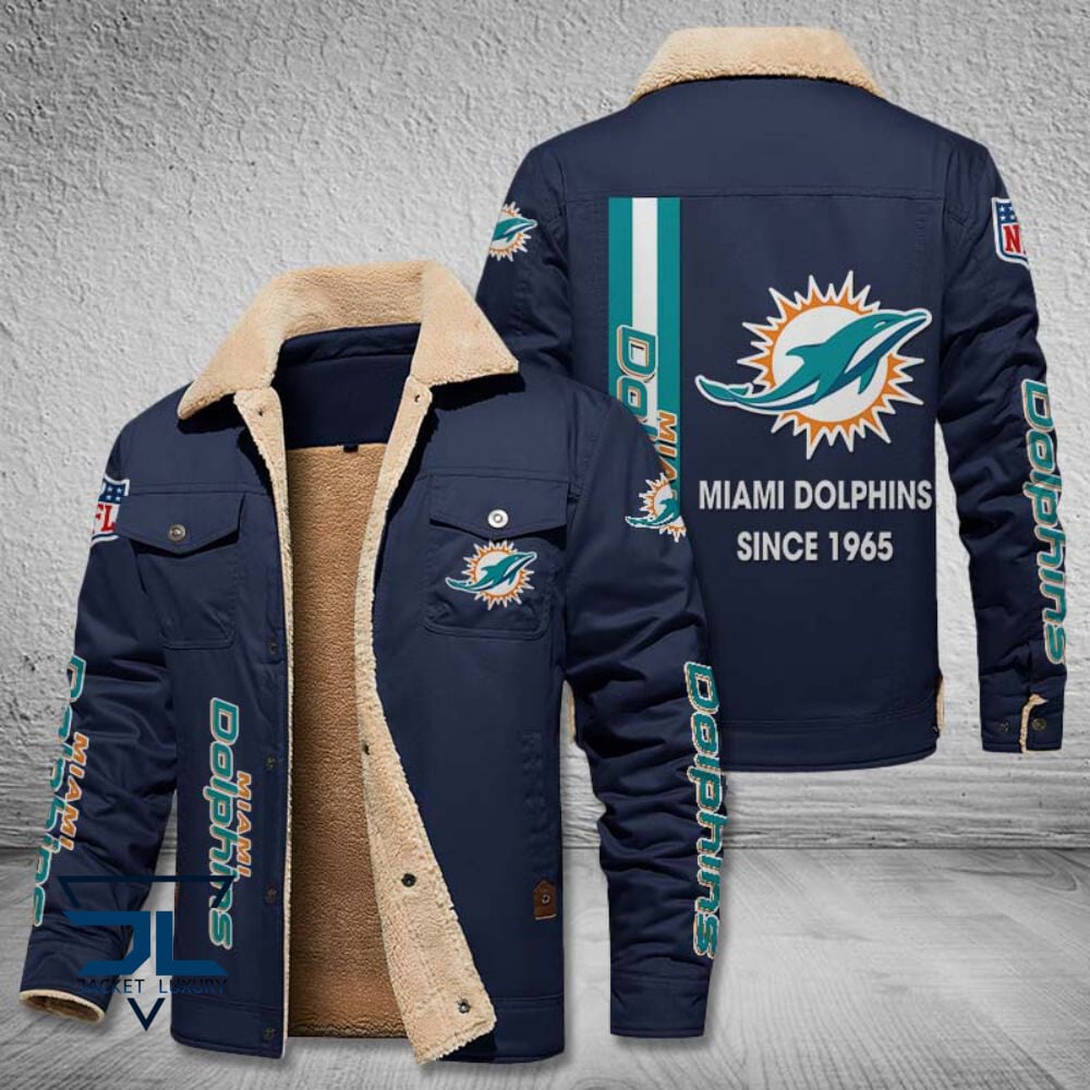 Miami Dolphins NFL Style Fleece Thermal Cotton Jacket For Fans