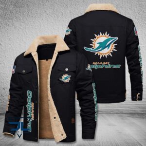 Miami Dolphins NFL Style Fleece Thermal Cotton Jacket For Fans