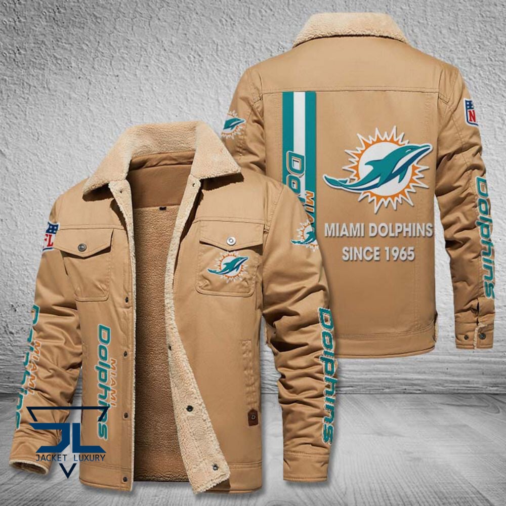 Miami Dolphins NFL Style Fleece Thermal Cotton Jacket For Fans