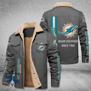 Miami Dolphins NFL Style Fleece Thermal Cotton Jacket For Fans