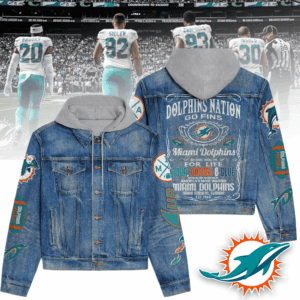 Miami Dolphins NFL Style Hooded Denim Jacket For Fans