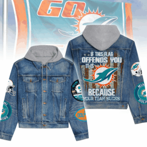 Miami Dolphins NFL Style Hooded Denim Jacket For Fans