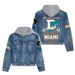 Miami Dolphins NFL Style Hooded Denim Jacket For Fans
