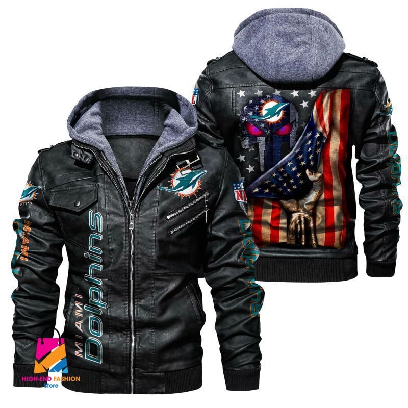 Miami Dolphins NFL Style Leather Jacket For Fan