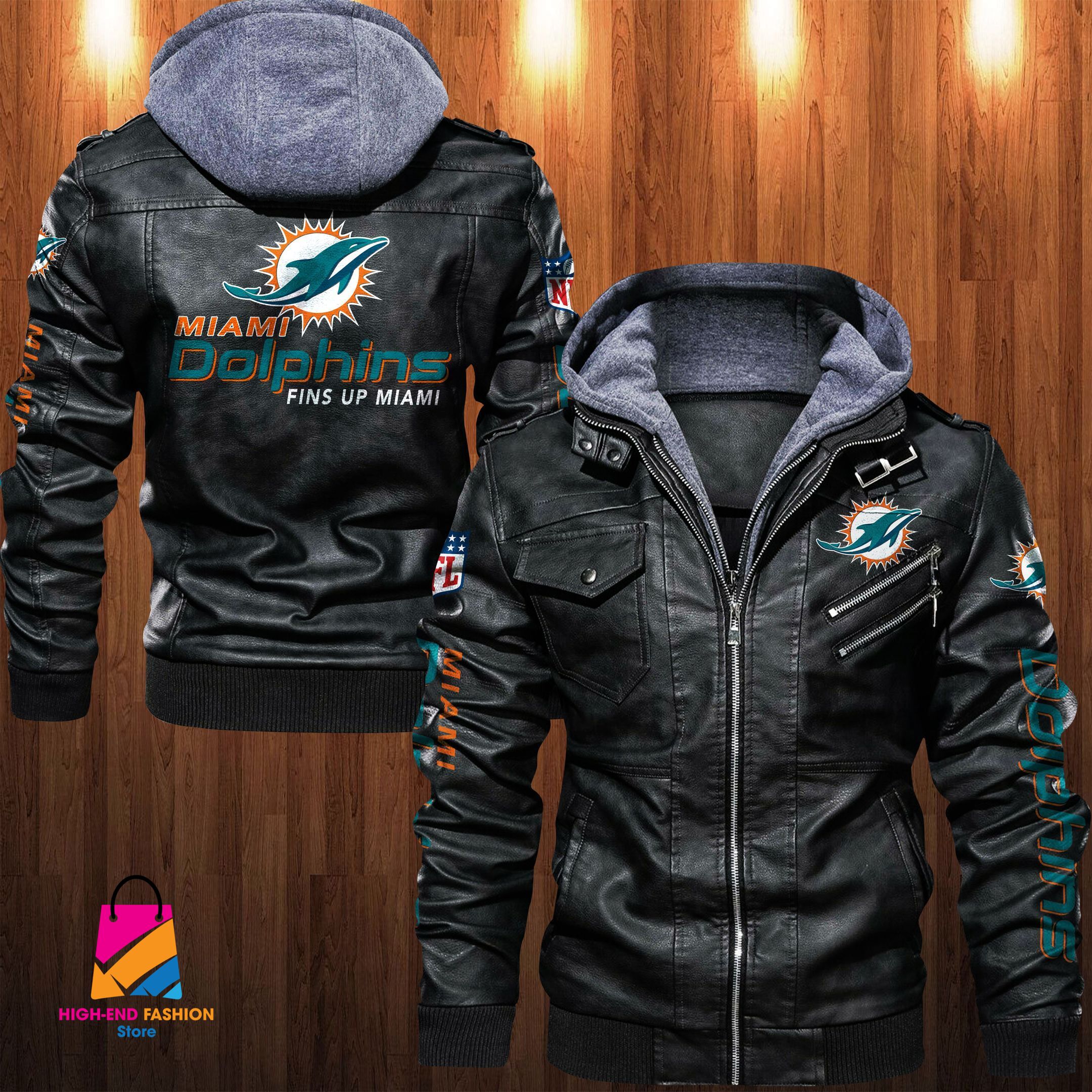 Miami Dolphins NFL Style Leather Jacket For Fan
