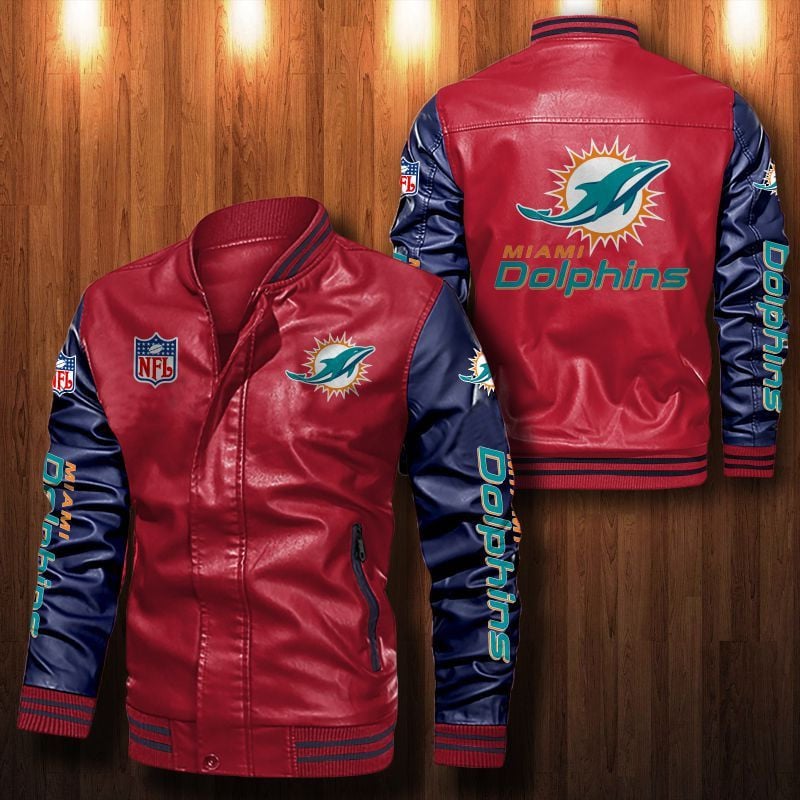 Miami Dolphins NFL Style Leather Jacket For Fan