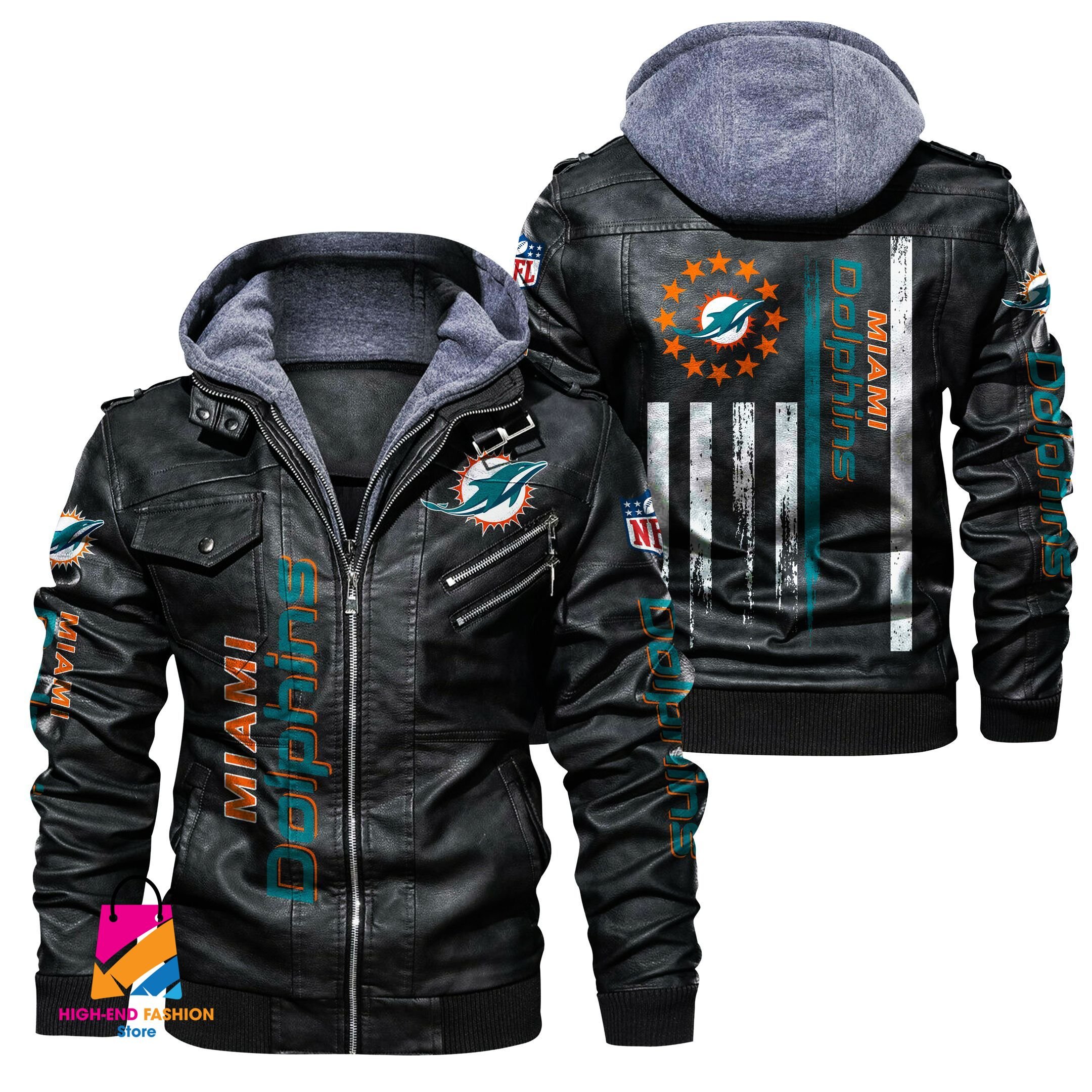 Miami Dolphins NFL Style Leather Jacket For Fan