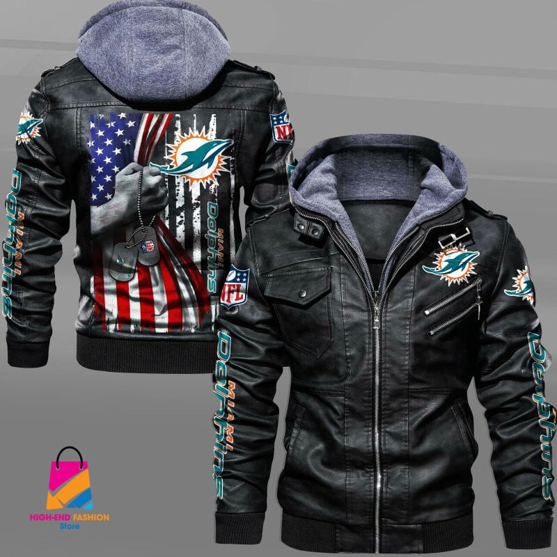 Miami Dolphins NFL Style Leather Jacket For Fan