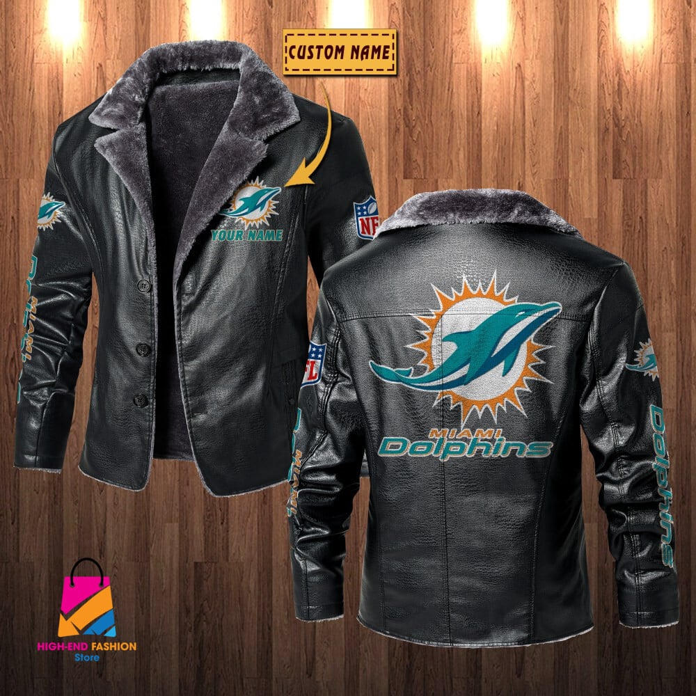 Miami Dolphins NFL Style Leather Jacket For Fans