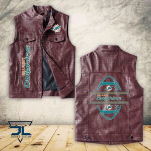 Miami Dolphins NFL Style Sleeveless Leather Jacket For Fans