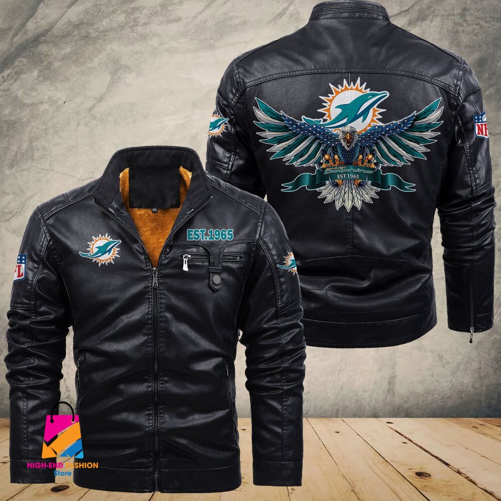 Miami Dolphins NFL Style Leather Jacket For Fans
