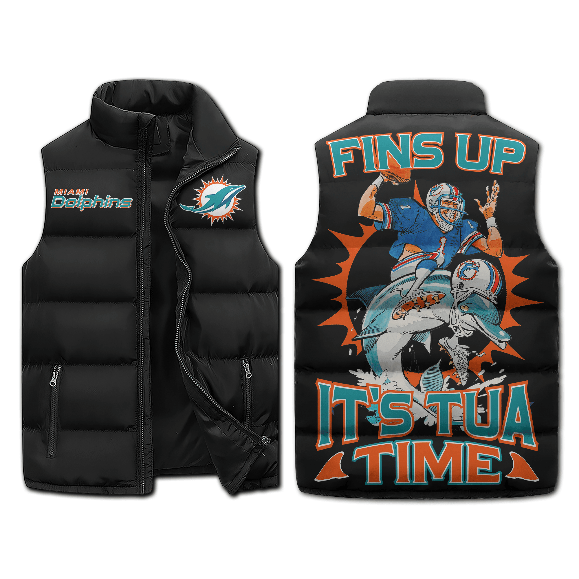 Miami Dolphins NFL Style Sleeveless Puffer Jacket For Fans