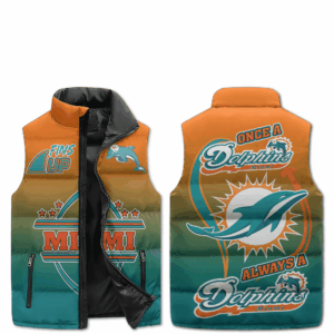 Miami Dolphins NFL Style Sleeveless Puffer Jacket For Fans